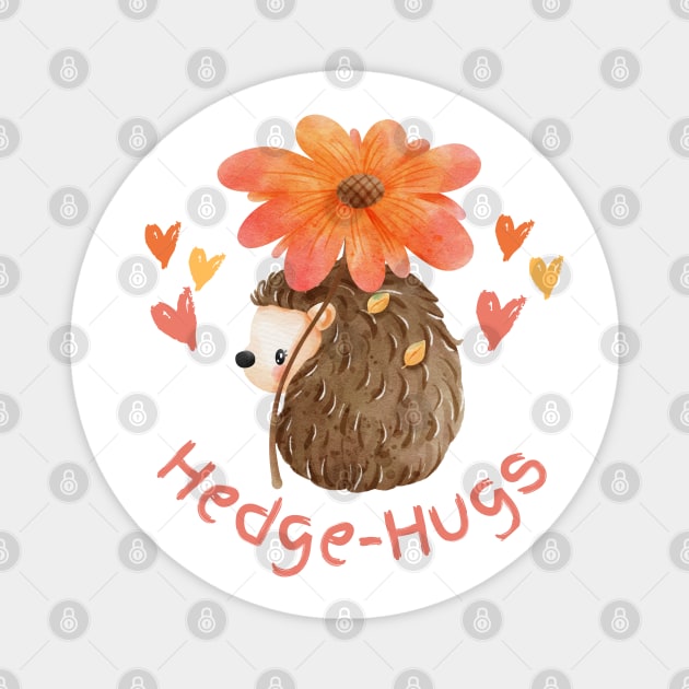 Cute Watercolor Hedge-Hugs Magnet by Serene Lotus